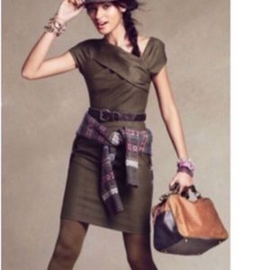 J Crew Origami Brown Wool Sheath Dress size 4